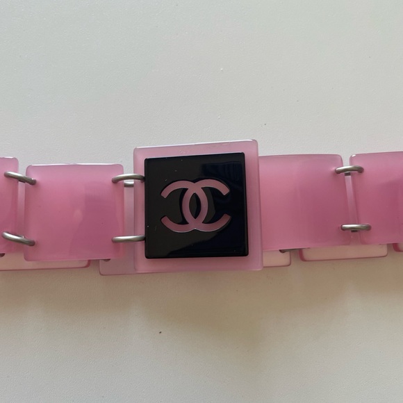 CHANEL Pink and Black Women's Belt - Picture 1 of 8